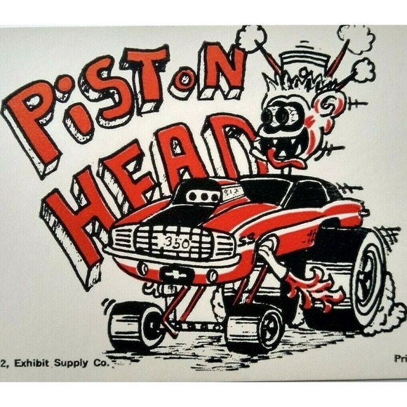 Hot Rod Postcard 350 Piston Head Car Beatnik Monster Custom Racer Coin-Op Card - Picture 1 of 3